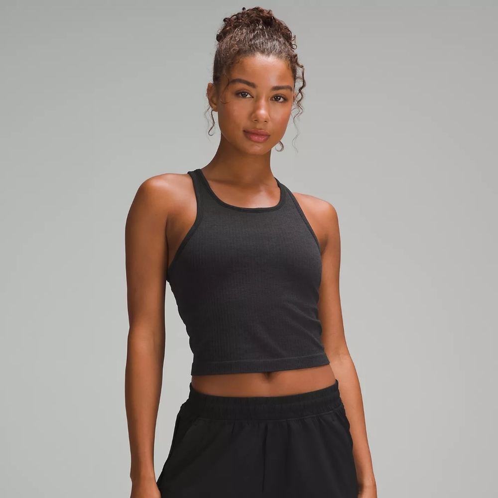 Lululemon Ebb to Street Cropped Racerback Tank Top - Black - Size 12